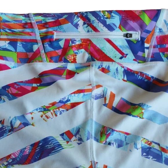 Athleta Kaleidoscope Sonar Chevron Back Stash Pocket Capri leggings, Size small - Picture 5 of 9